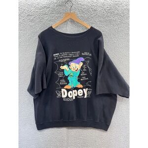 VINTAGE Dopey Sweatshirt Mens XXL Black Snow White Seven Dwarves